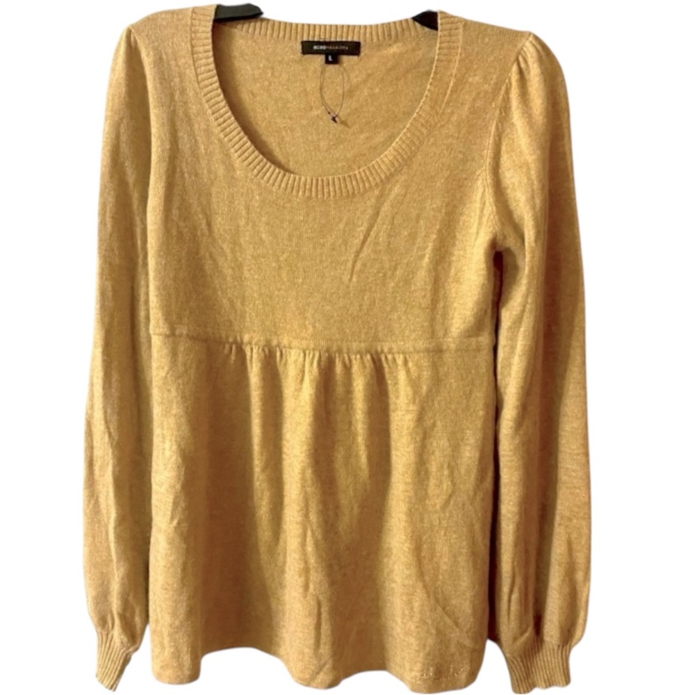 NWOT BCBG MaxAzria Crewneck Sweater, Neutral, Angora, Wool, Sz L, Peasant top - Picture 2 of 15